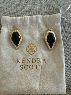 Kendra Scott Gold-Trim Black Faceted Drop Earrings